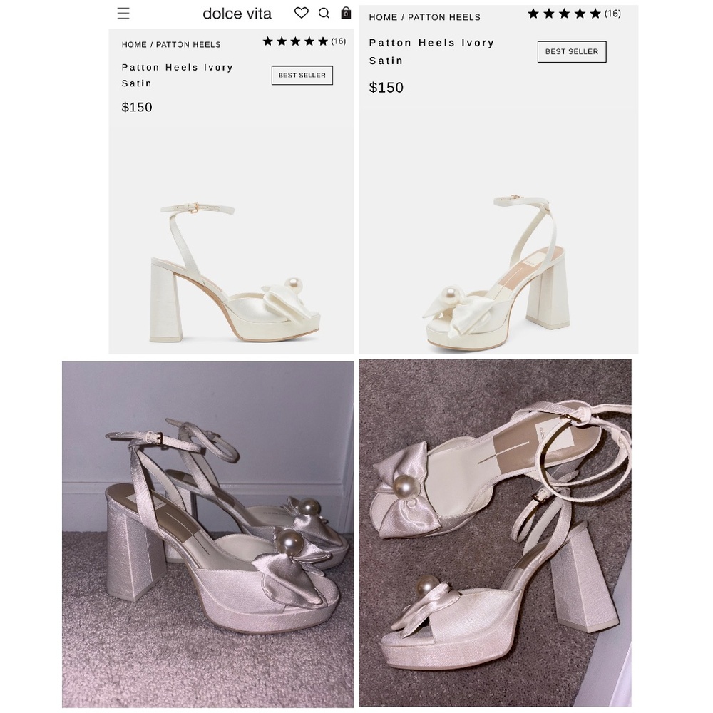 Dolce Vita 8.5 Patton Heels Ivory Satin